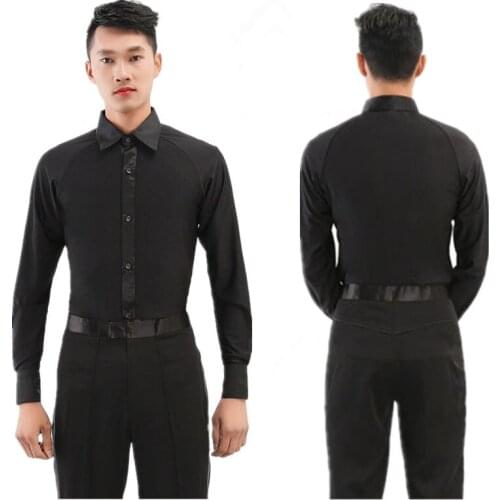Mens Adult Latin Dance Practice Tops 2021 Latin Dance Garment Dance Waltz Ballroom Dance Garment Performance latin man shirts