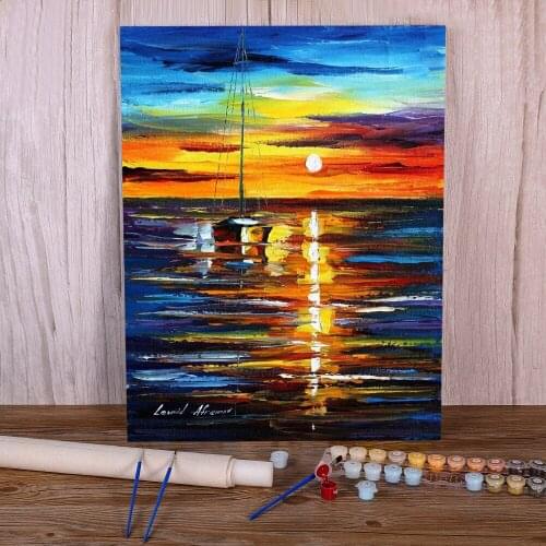 Kissed By The Water DIY Painting By Numbers Kit Acrylic Paints 40*50 Oil Painting Loft Picture Crafts Adults Handiwork Art