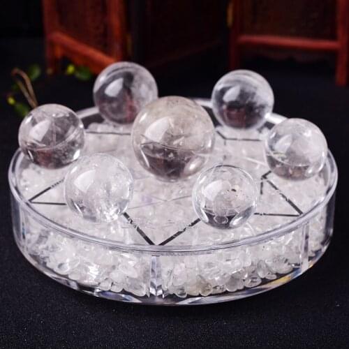 Natural Crystal Ball 7 Chakra Reiki Luky Yoga Healing Crystal Sphere Beads Seven Star Array Base Manual Sculpture Home Decor