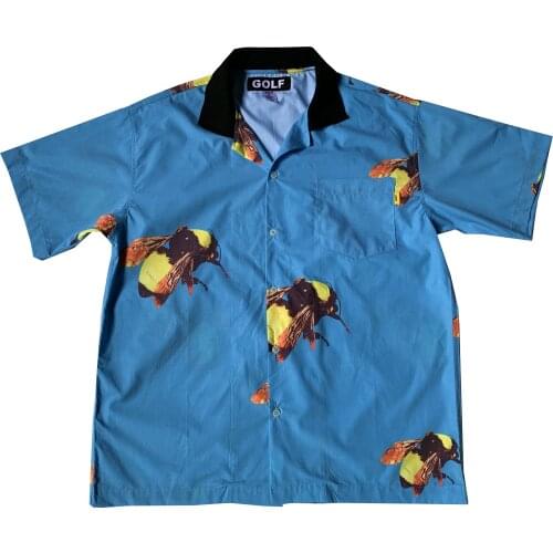 New Men golf Flame Le Fleur Tyler The Creator Cotton Casual Shirts Shirt high quality Pocket Short-sleeves Top M 2XL #AB2