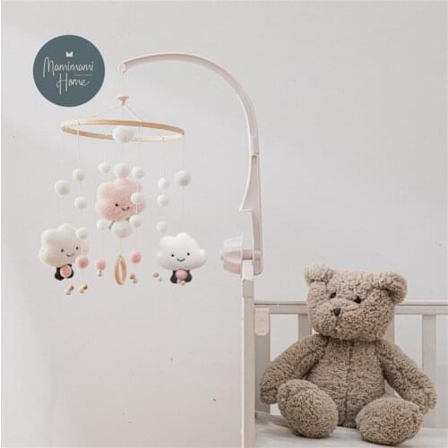 Cloud Baby Rattles Mobile Cartoon Toys 0-12 Months Carousel Crib Holder Baby Mobile To Bed Bell Handmade for Newborn
