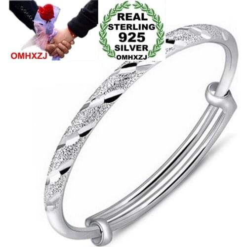 OMHXZJ Wholesale Fashion Star Woman Child Party Gift Meteor Shower Push Pull 925 Sterling Silver Bracelet Bangle Adjustable SZ57