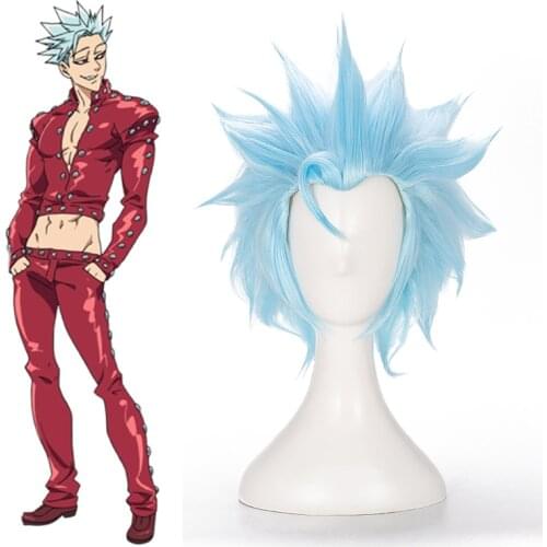 Anime Comic The Seven Deadly Sins Cosplay Wigs Ban Cosplay Wig Synthetic Wig Short Blue Straight Hairs Cosplay Accessory