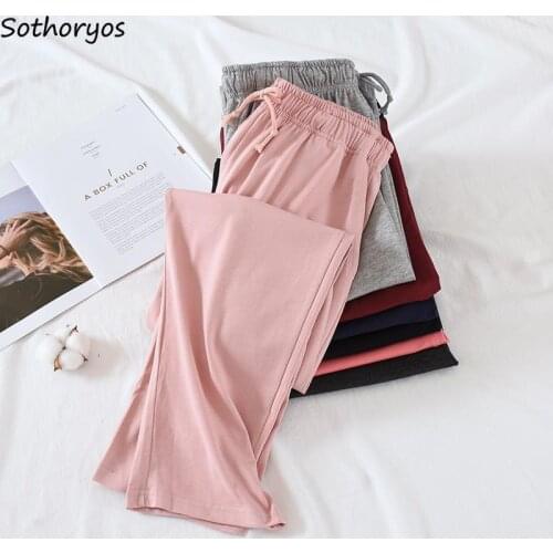 Sleep Bottoms Women Large Size L-4XL Sleepwear Females Elastic Waist Baggy Couples Solid Lounge Wear Casual Home Pants Cozy Soft