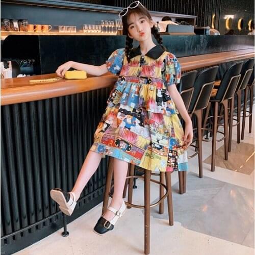 Girls' dresses, summer dresses, new childrens western style girls, net red dresses, childrens summer graffiti flower skirts