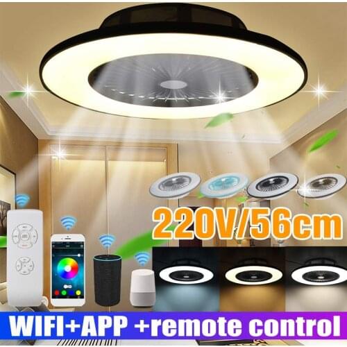 220V 56cm WiFi Modern Smart Dimmable LED Ceiling Fan With Light APP Remote Control Adjustable 3-Wind Speed LED Air Cooler Lamp