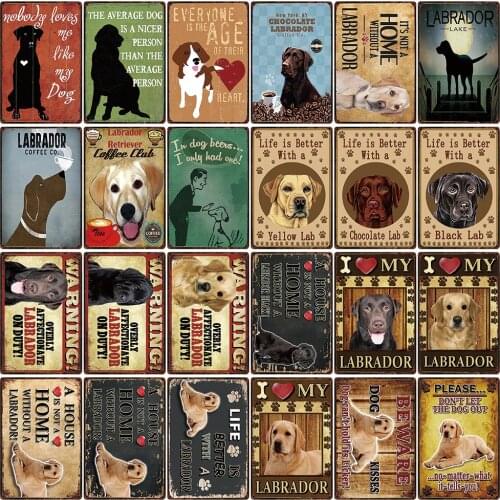 [ Kelly66 ] Pet Warning Dog Rules Life Is Better With A Labrador Metal Sign Home Decor Bar Wall Art Painting 20*30 CM Size DG-21