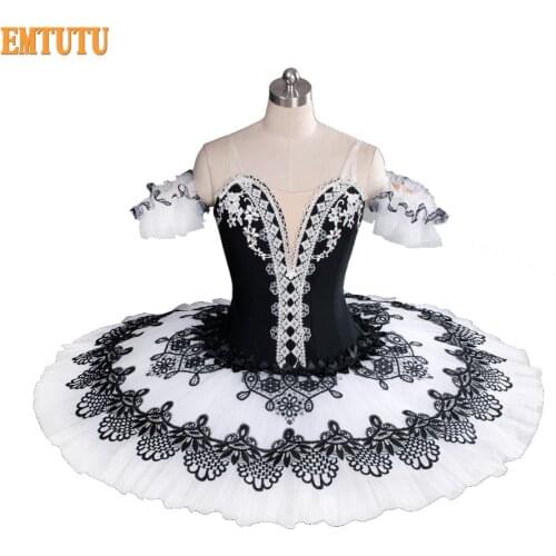 Adults Professional Ballet Tutu Black White Nutcracker Classical Ballet Costume Women Platter Pancake Performance Tutus