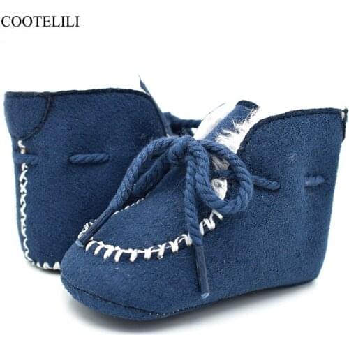 COOTELILI Anit-Slip Baby Girl First Walkers Shoes Soft Bottom Winter Velvet Baby Boots Warm Infant Shoes For Boys Girls