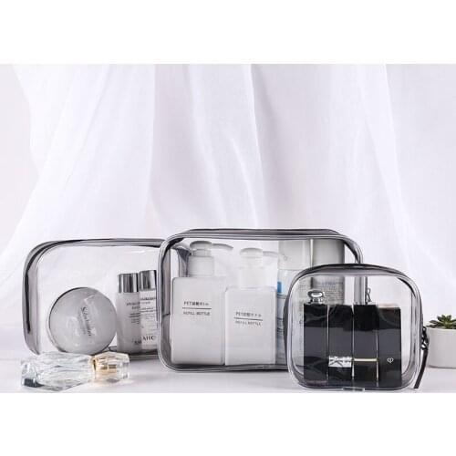 Transparent travel cosmetic bag PVC women zipper transparent cosmetic bag beauty box cosmetic storage bag bath and wash bag