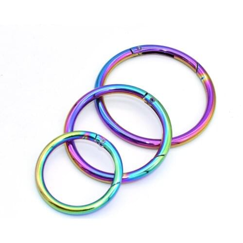 Rainbow Spring Rings Adjustable Buckles Oval Rings Slide Bag Clasps Hook Round Push Gate Snap Hook Handbag Buckles