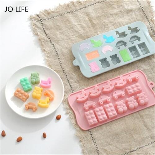 JO LIFE Silicone Cartoon Trojan Car Bear Shaped Cake Decoration Tool Biscuit Chocolate Mold Kids Gummy Mould