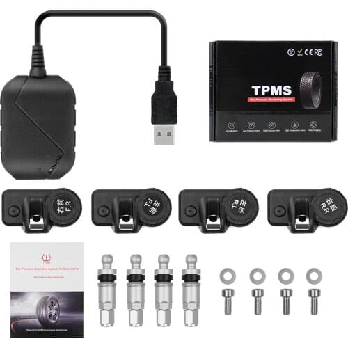 TPMS Tire Pressure Monitoring System Solar Power Digital TMPS LCD Display USB Auto Security Alarm Tire Pressure Sensor