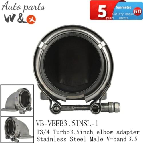 T3/4 Turbo 3 inch Vband 90 Degraa Elbow Adapter + Male V-Band Clamp Stainless Steel VB-VBEB3INSL-1