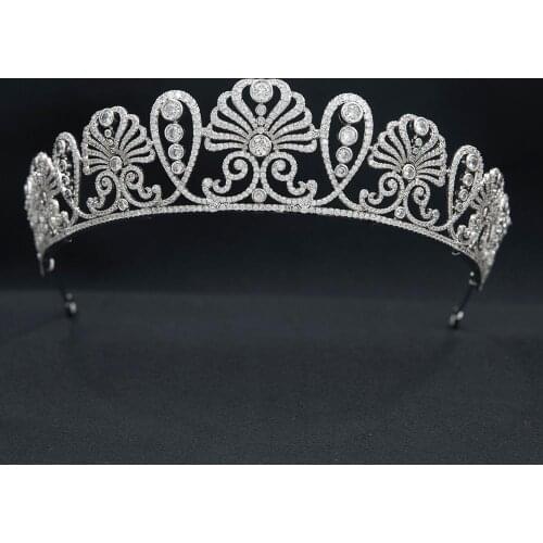 Cubic Zirconia Royal Flower Tiara for Wedding,Crystal Princess Tiaras Crown for Bride Hair Jewelry CH10377