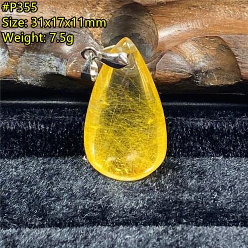 Top Natural Gold Rutilated Pendant Jewelry 31x17x11mm For Woman Man Wealth Luck Gift Beads Gemstone Silver Crystal Stone AAAAA