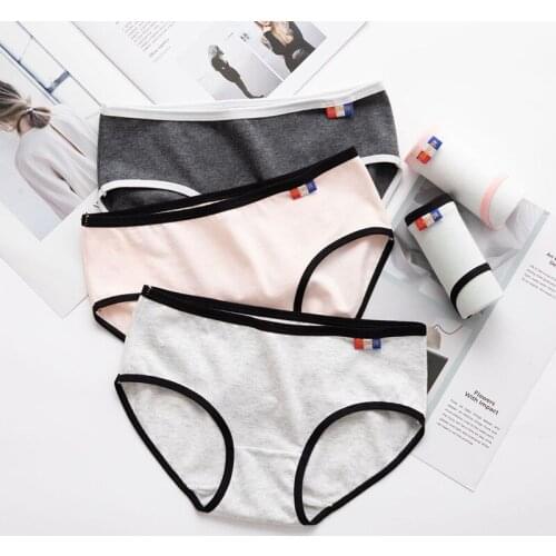 Panties for Women Simple Pure Color Lingerie Plus Fat Underwear Student Hip Cotton Womens Pantys Briefs Underpants UW19