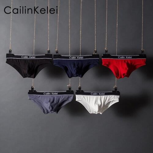 Cailin Kelei trendy mens panties triangle low waist sexy u convex bag solid color panties