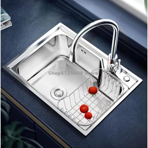 Single-slot Pull-out Multi-function Hot And Cold Swivel Faucet Sink 304 Stainless Steel Kitchen Sink