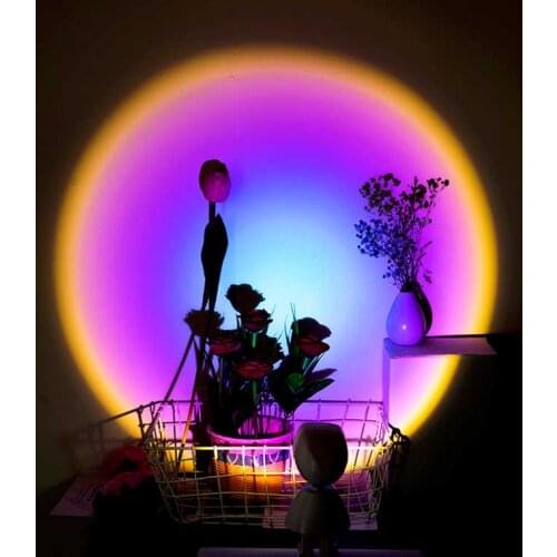 Sunset Projection Lamp 360 Degree Rotation Rainbow Night Light Projector Led Lighting for Party Movie Cinema Theme Bedroom Decor