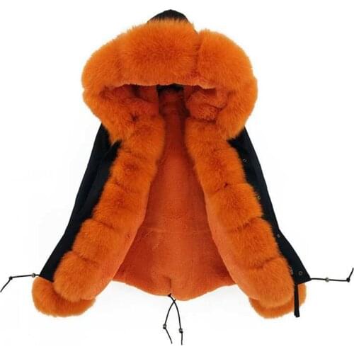 2020 fashion winter jacket women natural real fox fur collar loose long parkas faux fur lining Thick Warm outerwear Detachable