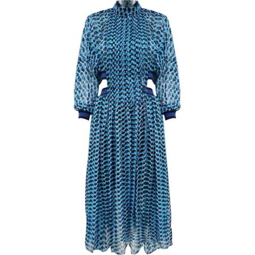 2021 spring and summer new sexy waist long chiffon skirt seaside vacation beach sunscreen print dress female