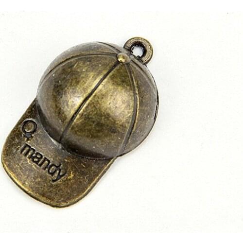4pcs 38x23x12mm Antique Bronze Plated Baseball Cap Pendant DIY Hanmade Jewelry Accessories