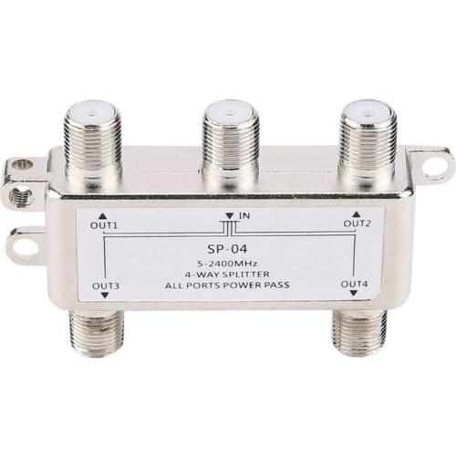 5-2400MHz 4 Way HD Digital Coax Cable Splitter 4 Channel Satellite/Antenna TV Signal Distributor Receiver for SATV/CATV