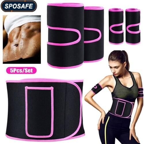 5Pcs/Set Legs Arms Waist Trainer Slimmer Kit Weight Loss Wrap Slimmer Belt Fat Burner Sweat Belly Band Slimming Body Shaper