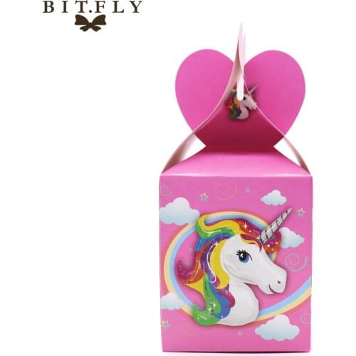 6 pcs pink color unicorn candy box Birthday Party Decorations kids party decoration Unicorn Party Theme Pony Party Supplies