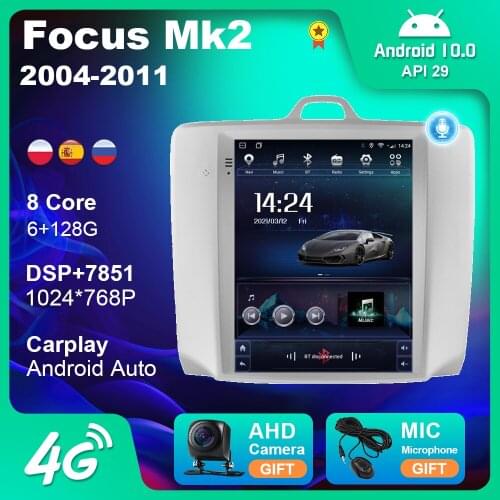 For Ford Focus 2 3 Mk2 Mk3 2004-2011 Car Radio Vertical Tesla Style 9.7 Inch Autoradio Multimedia Player Android Auto Carplay