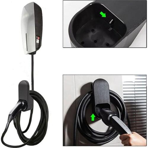 Car Charging Cable Organizer Wall Mount Charger Bracket Adapter with Charging Port Cover for Tesla Model 3 EU Plug