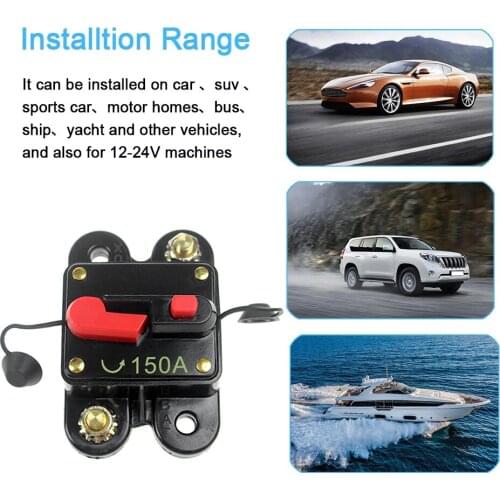 Car Resettable Circuit Breaker with Manual Reset Flush Mount for Car Audio Amplifier Trolling Motor 12-24V Auto Accessories