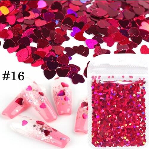 1Bag Sweet Love Heart Nail Glitter Flakes Sparkly Laser Pink Gold Nail Art Sequins Paillette Manicure 3D Decor Decoration Tip
