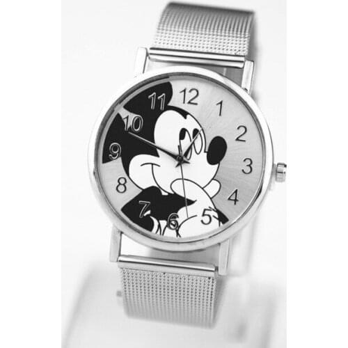 Hot Sale Mickey Luxury Brand New High Quality Fashion Stainless Steel Mesh Belt Ladies Watch Casual Wear Quartz Watch Gift Reloj
