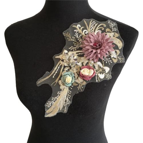 Decorative 3D three-dimensional flower sequins embroidery colorful applique DIY craft supplies accessories 1 piece for sale