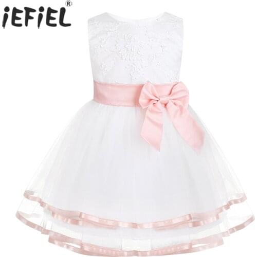 Infant Baby Girls Flower Dresses Christening Gown Newborn Babies Baptism Clothes Princess Tulle Tutu 1st Birthday Party Dress