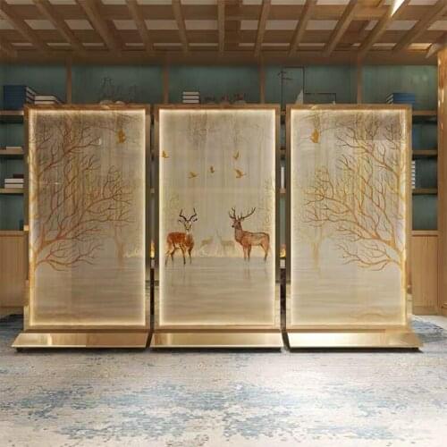 Nordic Stainless Steel Screen, Door Partition, Living Room And Bedroom Shelter, Household Metal Mobile Seat Screen