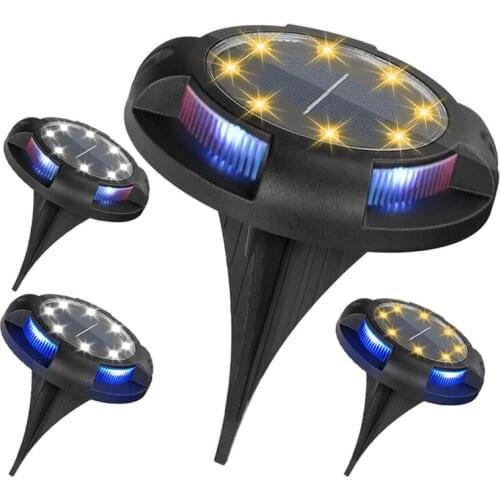 Solar Ground Lights 12 LED Disk Lights Solar Powered Waterproof In-Ground Lights for Garden Lawn Pathway Walkway Deck Yard