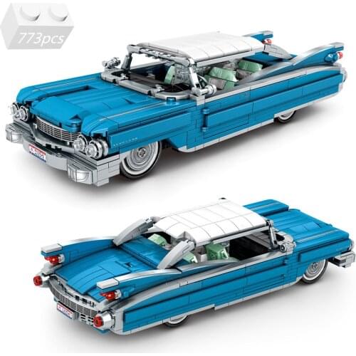 City Technic Beijing Auto Eldorados Vintage Car Building Blocks Kit Bricks MOC Pull Back Classic Vehicle Model Kids Toys Gifts