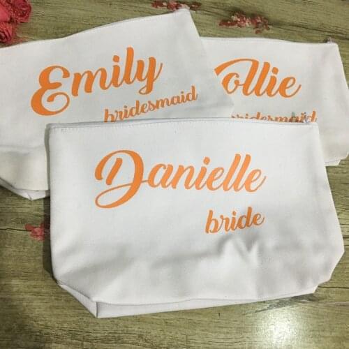 Personalized names bridesmaid wedding Gift Make Up Bags makeup toiletry kits Unique Gift for Bridal Party favors