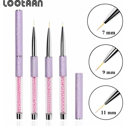 Lootaan 1 Pc 7mm/9mm/11mm UV Gel Nail Art Liner Line Painting Flower Drawing Brush Manicure Nail Art Tool Nail Painting Pen