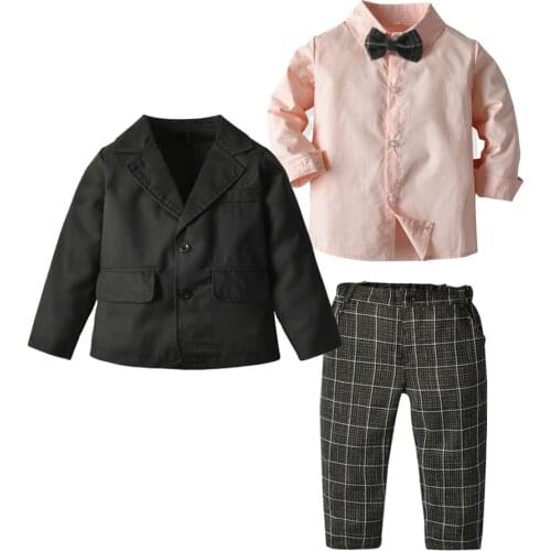 2021 Winter Kids Boy Clothes Set 3 Pieces Suits Coat+Cotton T-shirt+Pants Children Little Casual Boys Clothing Sets 2-6 Years