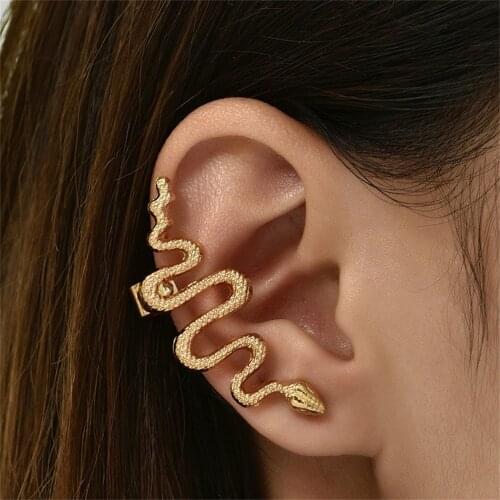 LXY-W New Vintage Gold Gothic Snake Shape Exaggerated Earrings For Women 2021 Fashion Simple Punk Jewelry Gift Wholesale