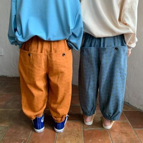 Fashion five-pointed star printing loose casual trousers for boys and girls 2021 Autumn children 2 colors ankle banded pants