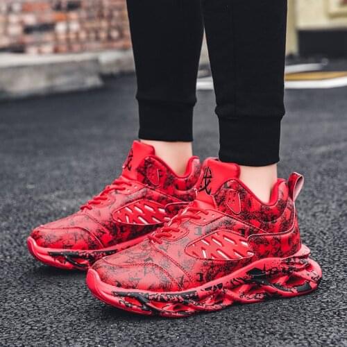 Mens Red Blade Shoes High-top Fashion Graffiti Sneakers Men Casual Shoes Sports Breathable Light Trainers Men zapatillas hombre