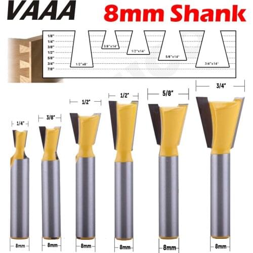 8mm Shank Dovetail Joint Router Bits Set 14 Degree Woodworking Engraving Bit Milling Cutter for Wood