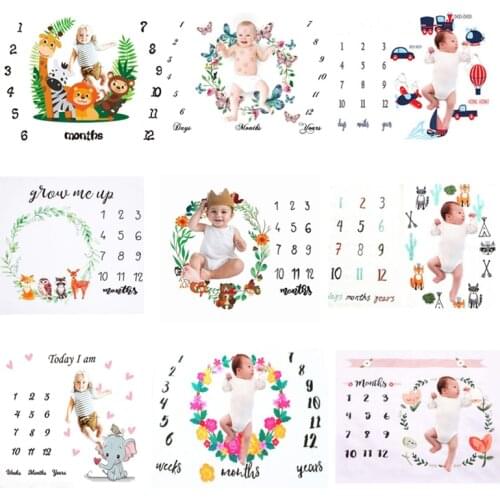 Baby Monthly Milestone Blanket Boy and Girl Month Blanket for Newborn Baby Shower Growth Chart Photography Props Play Mats