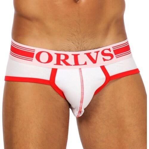ORLVS Brand 50PC/LOT Wholesale Cotton Men Underwear Sexy Gay Briefs Breathable Men Panties Comfortable Underpants Mesh Briefs