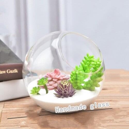 36pcs/pack Diameter=12cm Middle Size Oblique Open Glass Terrarium Side Open Glass Fishbowl Landscape Glass Container Decorative